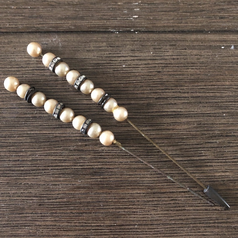 Vintage cream hat pins set of 2